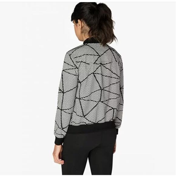 BEYOND YOGA Black & White Abstract Chromatic Bomber Jacket // XS - Picture 3 of 10